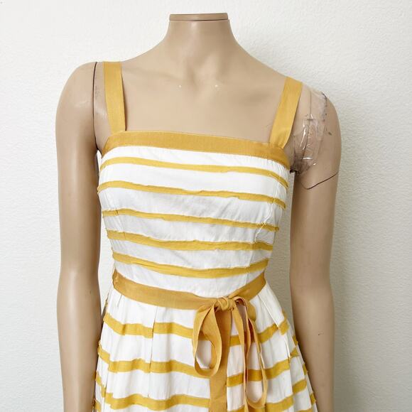 [Anthropologie] Moulinette Soeurs Golden Yellow Striped Fit & Flare Dress Size 4 - Picture 4 of 12